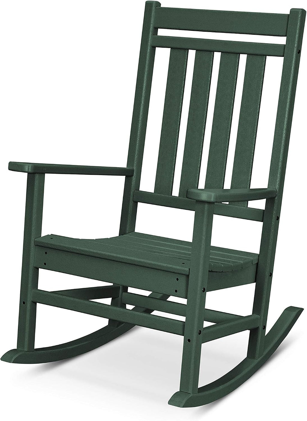 POLYWOOD® Green Composite Rocking Chair - All Weather Outdoor Rocking Chair for Small Front Porch Furniture, Clearance Patio Rocking Chairs, Resin Rockers, Comfy Outdoor Chairs
