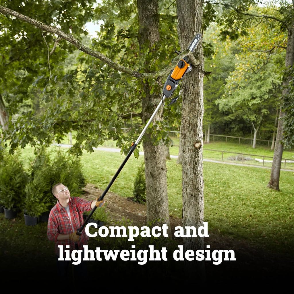 WORX Pole Saw, 8 Amp 10' Electric Pole Saw, Up to 10 ft., 28 ft/s chain speed
