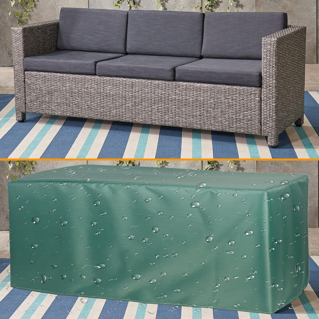 YSUEFIJO Garden Furniture Covers Waterproof Rectangular 126x87x28in Patio Furniture Cover Green 420D Oxford Fabric Rip Proof Heavy Duty Durable with Storage Bag Easy to Clean