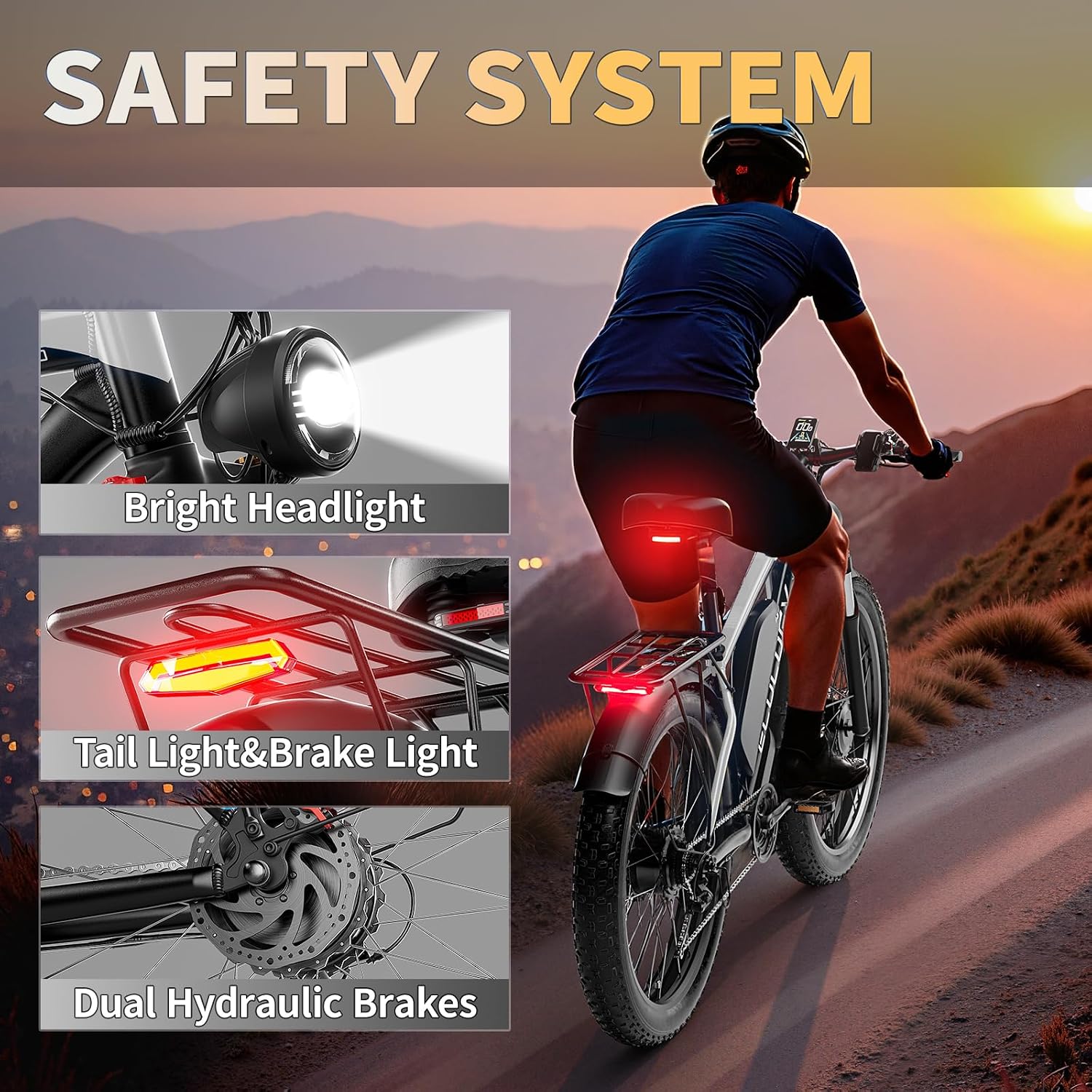 Dual Motor Electric Bikes for Adults, 6000W Peak Ebike, 52V 32Ah, Max 40-45 M P H &100 Miles E-Bike, Hydraulic Disc Brake, 26' Fat Tire Off Road Snow Mountain E-Bikes, 7-Speed Pedal Assist