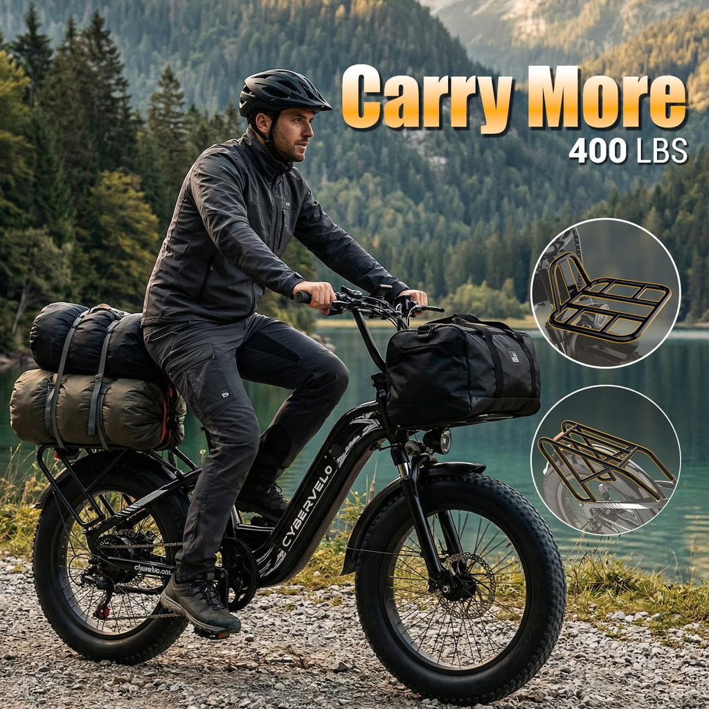 Cybervelo 1500W Motor Peak Electric Bike for Adults and Teenagers, 48V 20AH Removable Battery Step Thru EBike, 30+MPH, 80 Miles Max Range, 20' Fat Tire Adult Electric Bicycles for 7 Speed