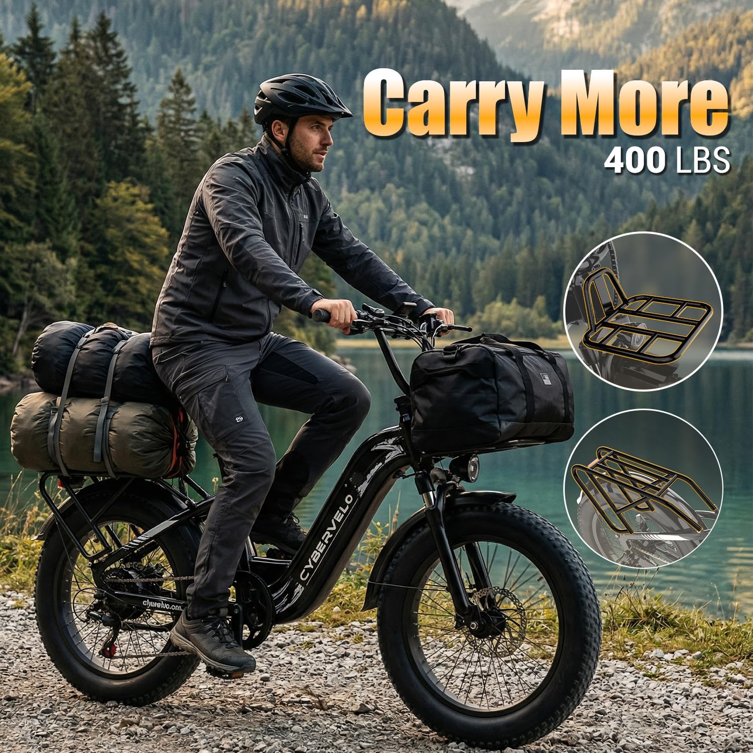 Cybervelo 1500W Motor Peak Electric Bike for Adults and Teenagers, 48V 20AH Removable Battery Step Thru EBike, 30+MPH, 80 Miles Max Range, 20' Fat Tire Adult Electric Bicycles for 7 Speed