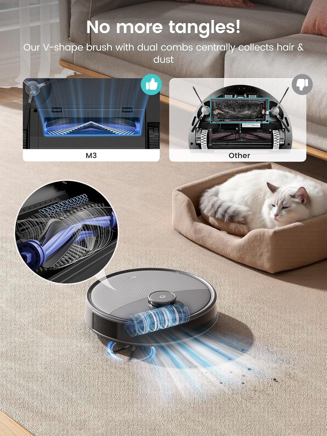 Lefant LiDAR Robot Vacuum and Mop, 20000Pa Suction, 90-Day Self-Emptying, Obstacle Avoidance, Auto Mop Washing&Drying, All-in-One for Pet Hair Carpet, 5G WiFi Alexa/APP/iWatch Control, M3 Max