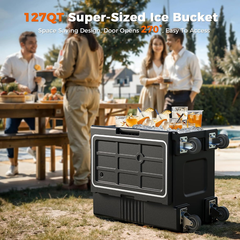 CAMMOO 127QT Non-Electrical Catering Food Warmers with Casters, 304 Stainless Steel Latch & Door Shaft, Insulated Food Carrier for 8 Full-Size Pans(NOT Included), Food Warmer Hot Boxes for Catering