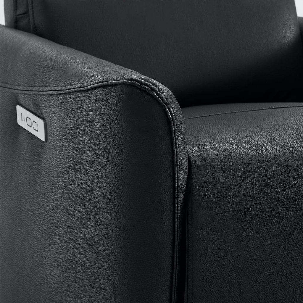 CHITA Power Recliner Chair Swivel Glider, FSC Certified Upholstered Faux Leather Living Room Nursery Reclining Sofa Chair with Lumbar Support, Black