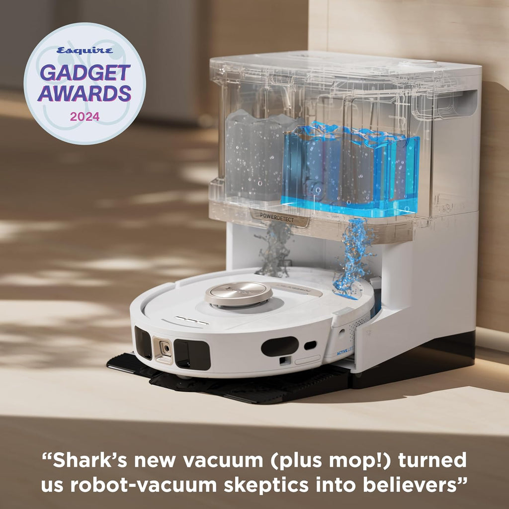 Shark PowerDetect | 2-in-1 Robot Vacuum & Mop for Carpets & Hard Floors | Powerful Suction & Mopping for Pet Hair | Self-Empty & Self-Clean NeverTouch Pro Base | 60-Day Capacity | White | AV2800ZE
