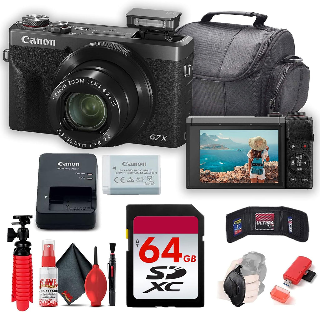Canon PowerShot G7 X Mark III Digital Camera (30th Anniversary Graphite Limited Edition) (7563C016) + 64GB Card + Card Reader + Deluxe Soft Bag + Flex Tripod + More (Starter Bundle)