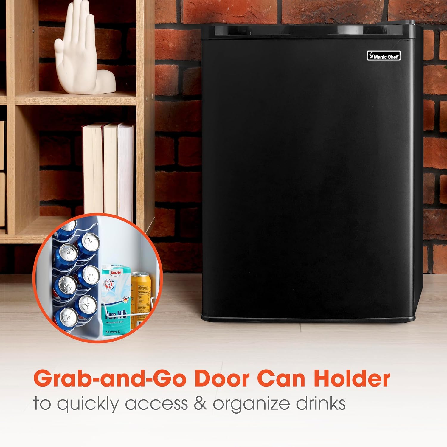 Magic Chef 2.6-cu. ft. Mini Fridge in Black, Small Compact All Refrigerator with No Freezer for Bedroom, Apartment, Dorm Room, Office