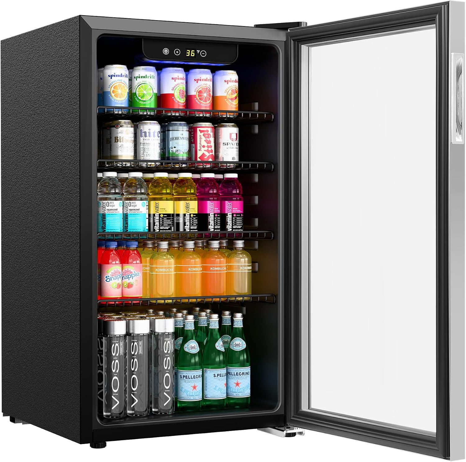 Koolmore 18 in. 3.2 Cu. Ft. Beverage Refrigerator Merchandiser with Stainless Steel Trim and Touch Panel For Soda, Beer or Wine Perfect for Use in a Commercial or Home Setting, ETL Listed (KM-BR32SS)