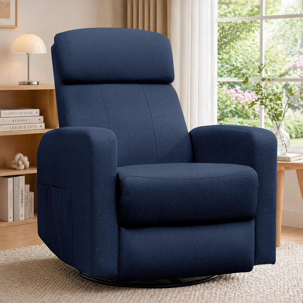 Korser Power Swivel Recliner Chairs for Adults, Electric Glider Rocking Chair Nursery, Glider Recliner Nursery Chair with Classified Side Pocket, Nursery Rocking Chairs with USB and Type-C Ports