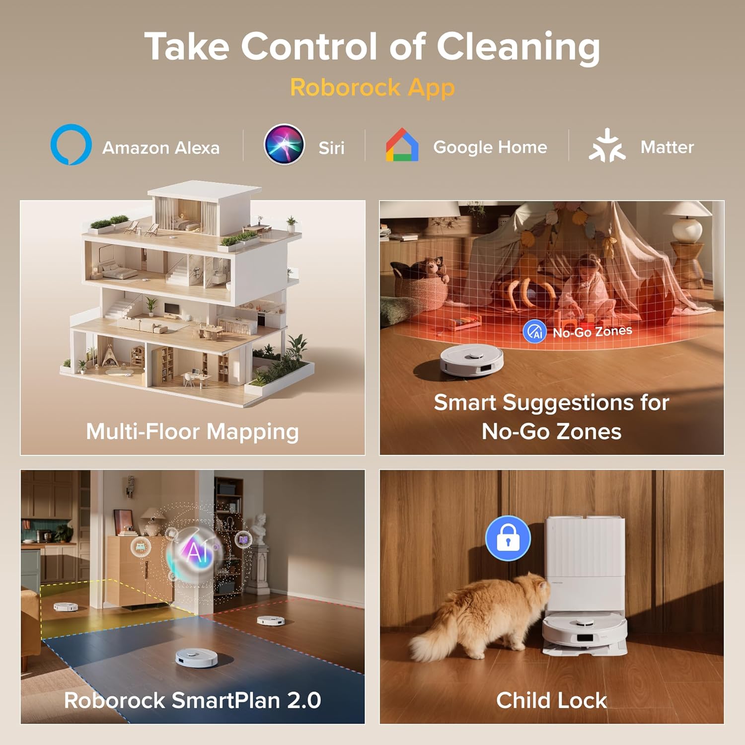 roborock Qrevo S Pro Robot Vacuum and Mop, 18,500Pa Suction, Multifunctional Dock with 167℉ Mop Self-Cleaning, Smart Obstacle Avoidance, Anti-Tangle Brush, Liftable Spinning Mop, White