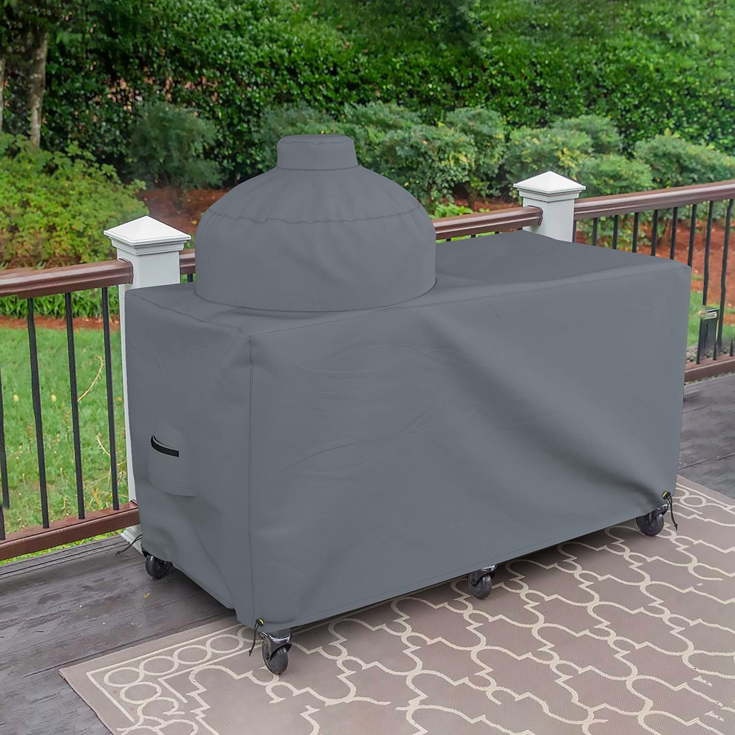 Covers & all Big Egg Grill Cover, 12 Oz Waterproof UV & Weather Resistant, PVC Coated Outdoor Cover with Air Vents & Drawstrings (60' L x 36' D x 50' H, Grey)