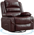 Garvee Rocking Recliner Chair for Adults 360° Swivel Rocker Recliner with Cup Holder Wide Nursery Glider with Upholstered Deep Seat PU Leather Comfy Single Sofa for Living Room Coffee