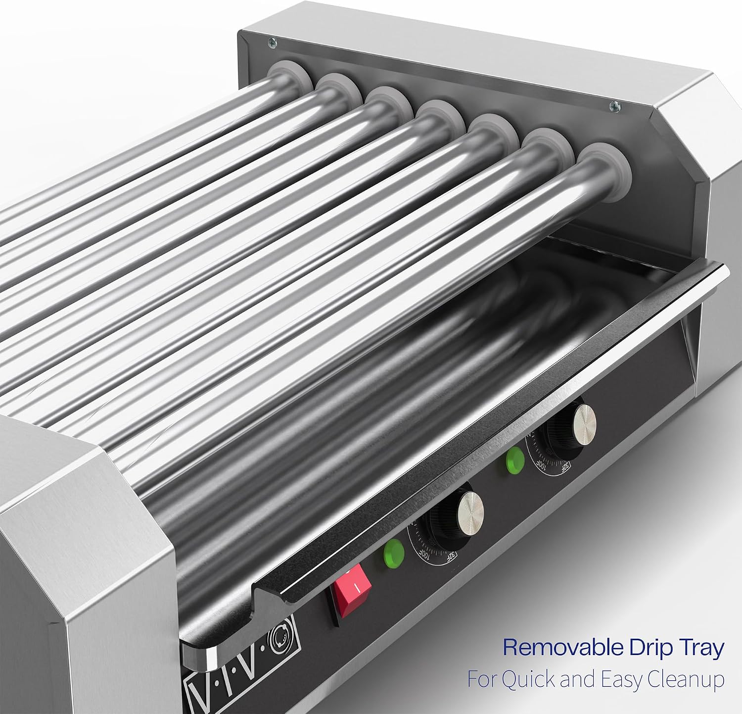 VIVO Electric 18 Hot Dog 7 Roller Grill Warmer, Stainless Steel, Commercial and Household 900W Machine, HOTDG-V007