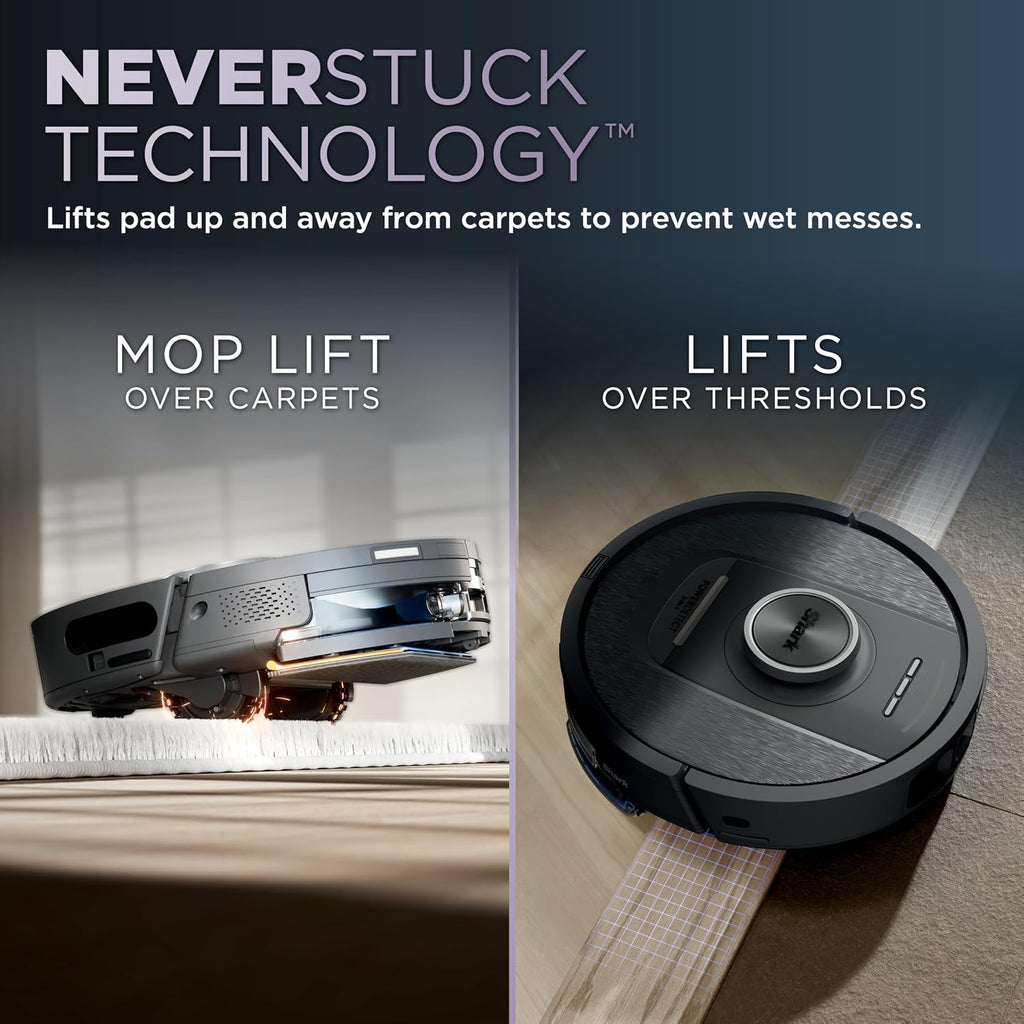 Shark Robot Vacuum & Mop Combo, NeverTouch Self-Emptying & Refilling Base, Carpet & Hard Floors, 60-Day Debris Capacity, 30-Day Water Tank, Pad Drying, 5 Intelligent Cleaning Technologies, RV2820YE