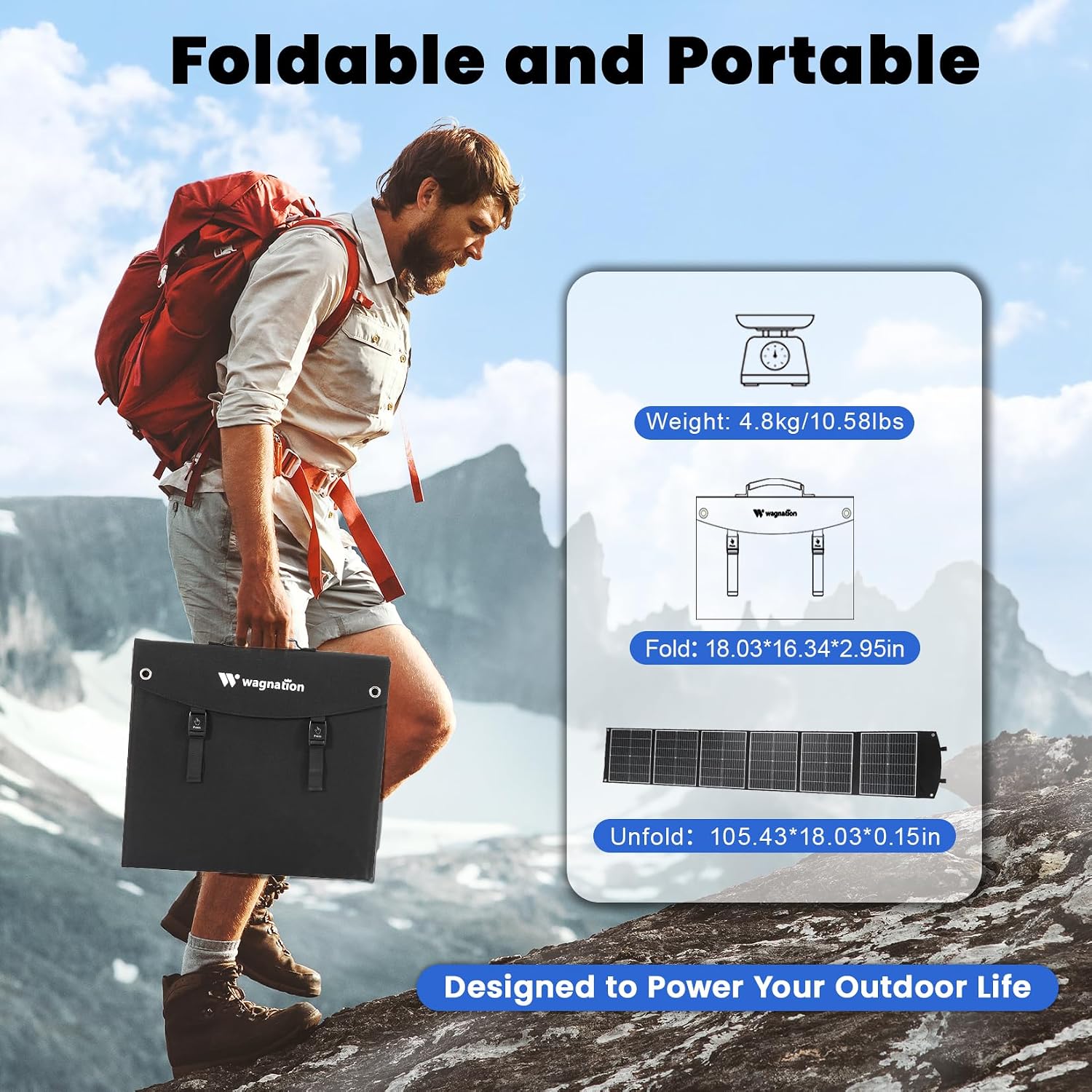 200 Watt Portable Solar Panel, Foldable Solar Panel Charger with Kickstands, QC3.0 USB-A USB-C & MC4 Output for Phone/Power Bank/Power Station, IP65 Waterproof for Camping Hiking RV Blackout