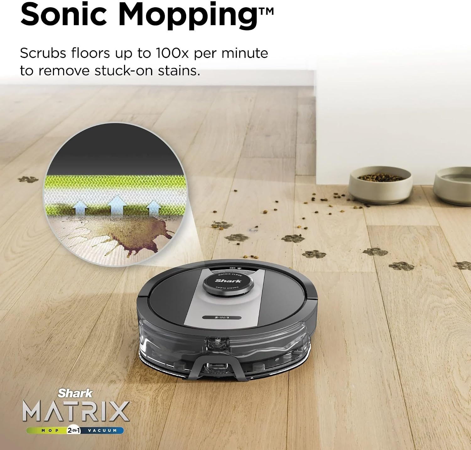 Shark RV2400WD IQ 2-in-1 Robot Vacuum & Mop with Matrix Clean & Sonic Mopping, Perfect for Pet Hair, Carpets, Hard Floors, Compatible with Alexa, Black/Silver, No Self-Empty Base (Renewed)