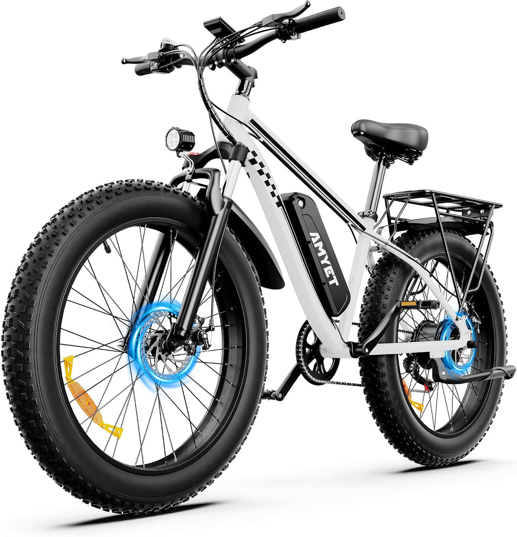 AMYET EB26 Electric Bike for Adults Peak 1500W Electric Bicycle 48V 15AH (720WH) Battery Electric Bike 26' Fat Tire Mountain 28mph 7 Speed Gears Ebike with UL 2849 Certified