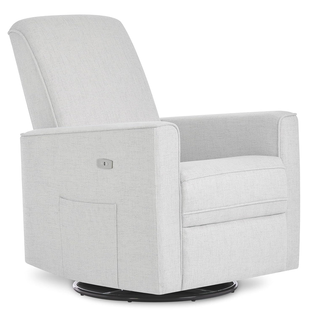 Evolur Harlow Upholstered Power Glider Recliner with USB Charging – Rocking & 275° Swivel with Smooth Glide – Greenguard Gold & FSC Certified – Modern Nursery and Living Room Chair in Fog