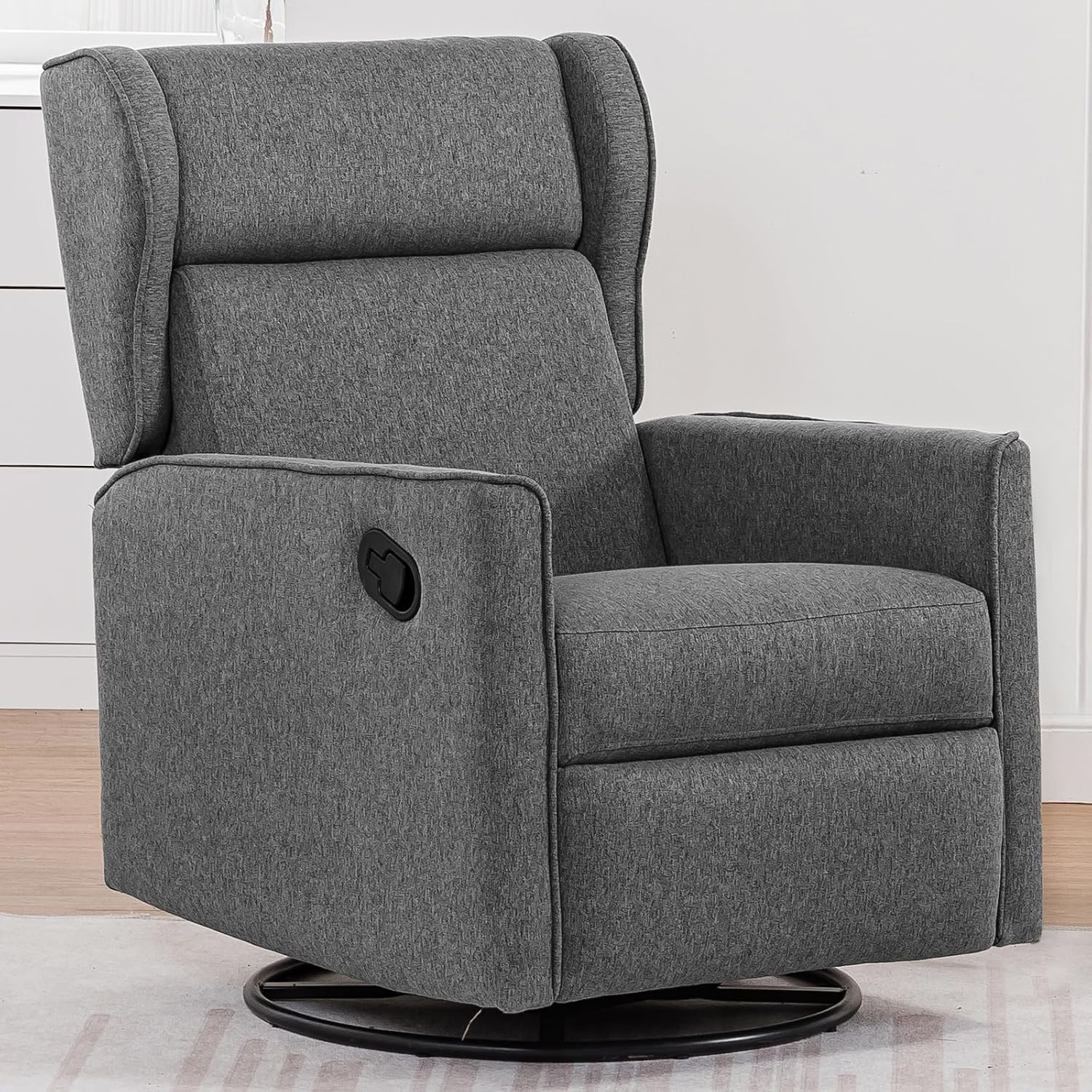 COMHOMA Rocking Recliner Chair,Swivel Glider Reclining Single Sofa Manual Rocker Recliners,Nursery Rocking Chairs with Upholstered Seating for Living Room Office(Grey)