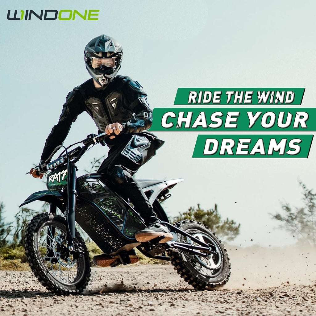 Windone RM7 Electric Dirt Bike for Teens & Adults, 48V 22.5Ah, 37MPH & 45-Mile Electric Motorcycle, 2200W Ebike, 14'/12' Off-Road Tire E-Bike, Dual Hydraulic Brakes, Full Suspension, Fit Age 13+