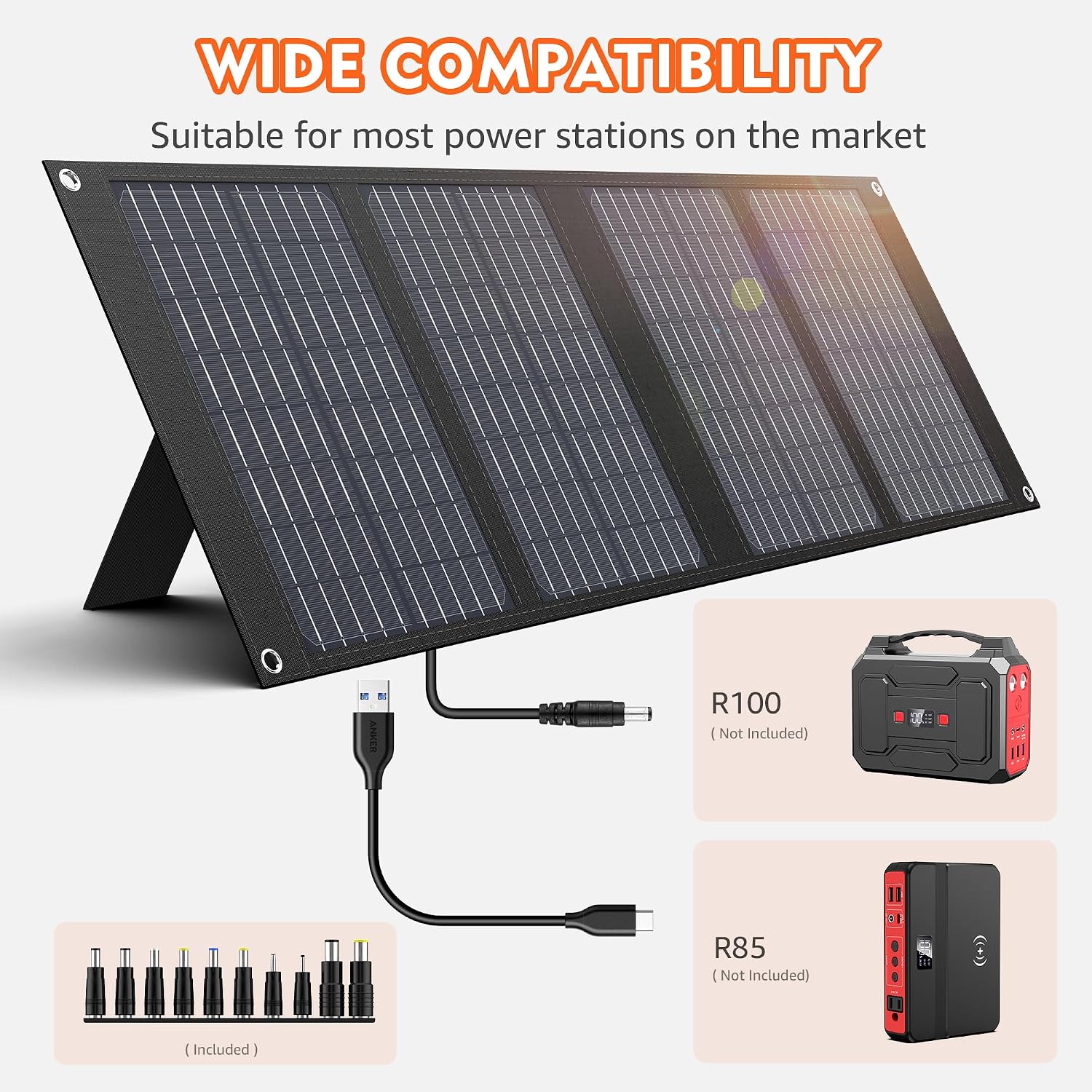 Solar Powered Generator 200W Peak/100W Rated, Portable Generator Power Station with Solar Panels 40W Included, 146Wh Solar Power Bank with AC Outlet 110V for Home Use Camping Outdoor Adventure