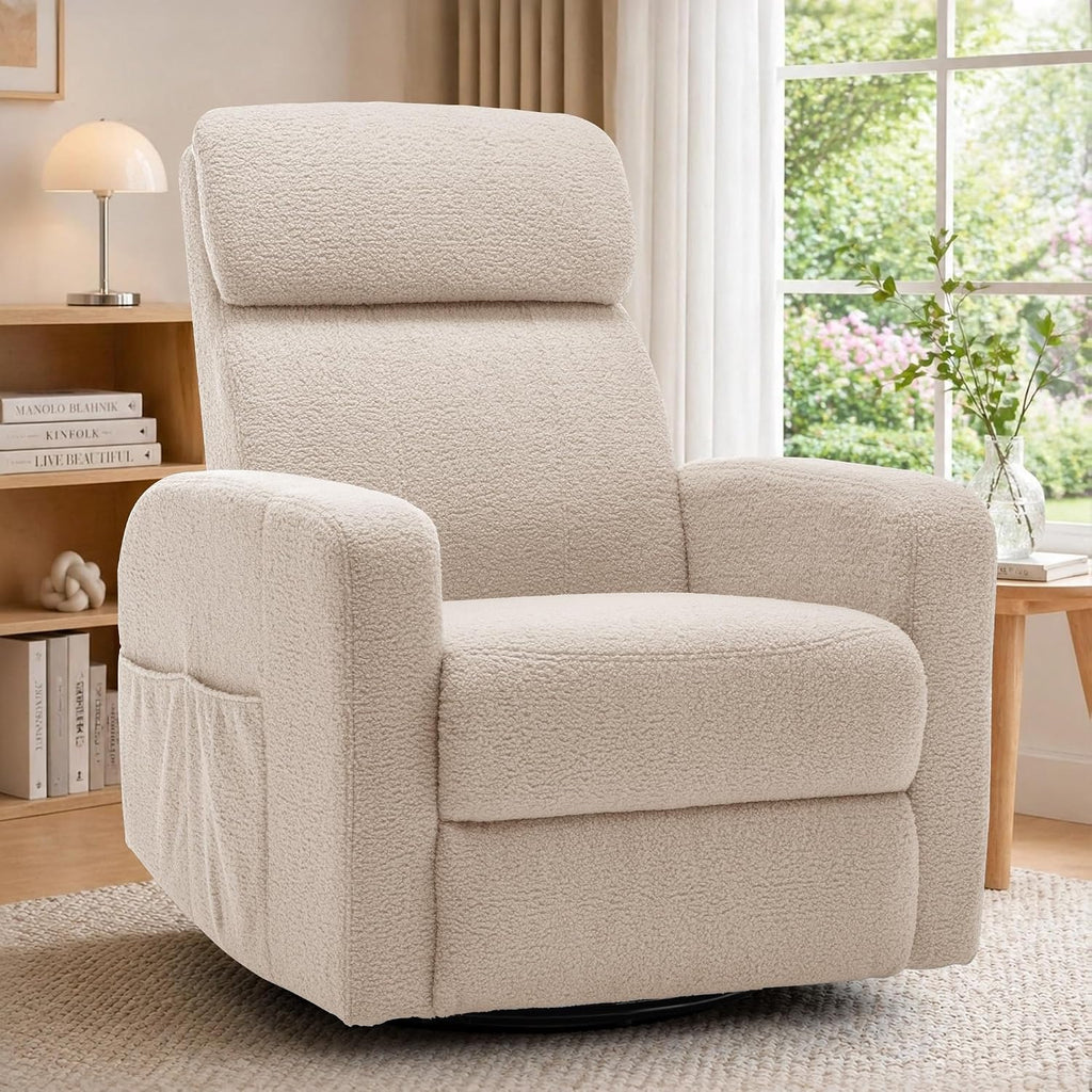 Korser Power Swivel Recliner Chairs for Adults, Electric Glider Rocking Chair Nursery, Glider Recliner Nursery Chair with Classified Side Pocket, Nursery Rocking Chairs with USB and Type-C Ports