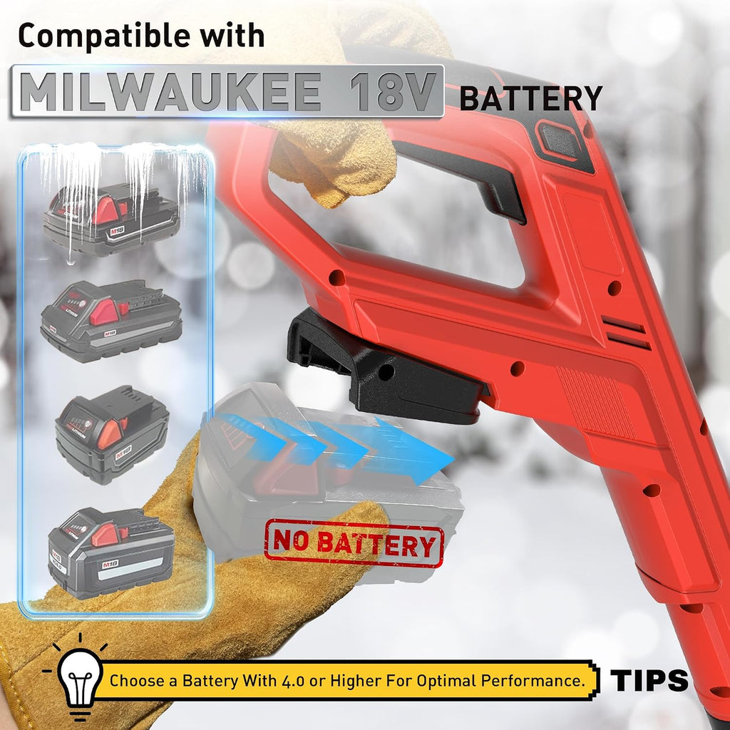 12' Cordless Snow Shovel (NO Battery) Compatible with Milwaukee 18V Battery, Electric Snow Shovel with Directional Plate & Adjustable Front Handle, Cordless Snow Blower for Driveway/Patio/Sidewalk