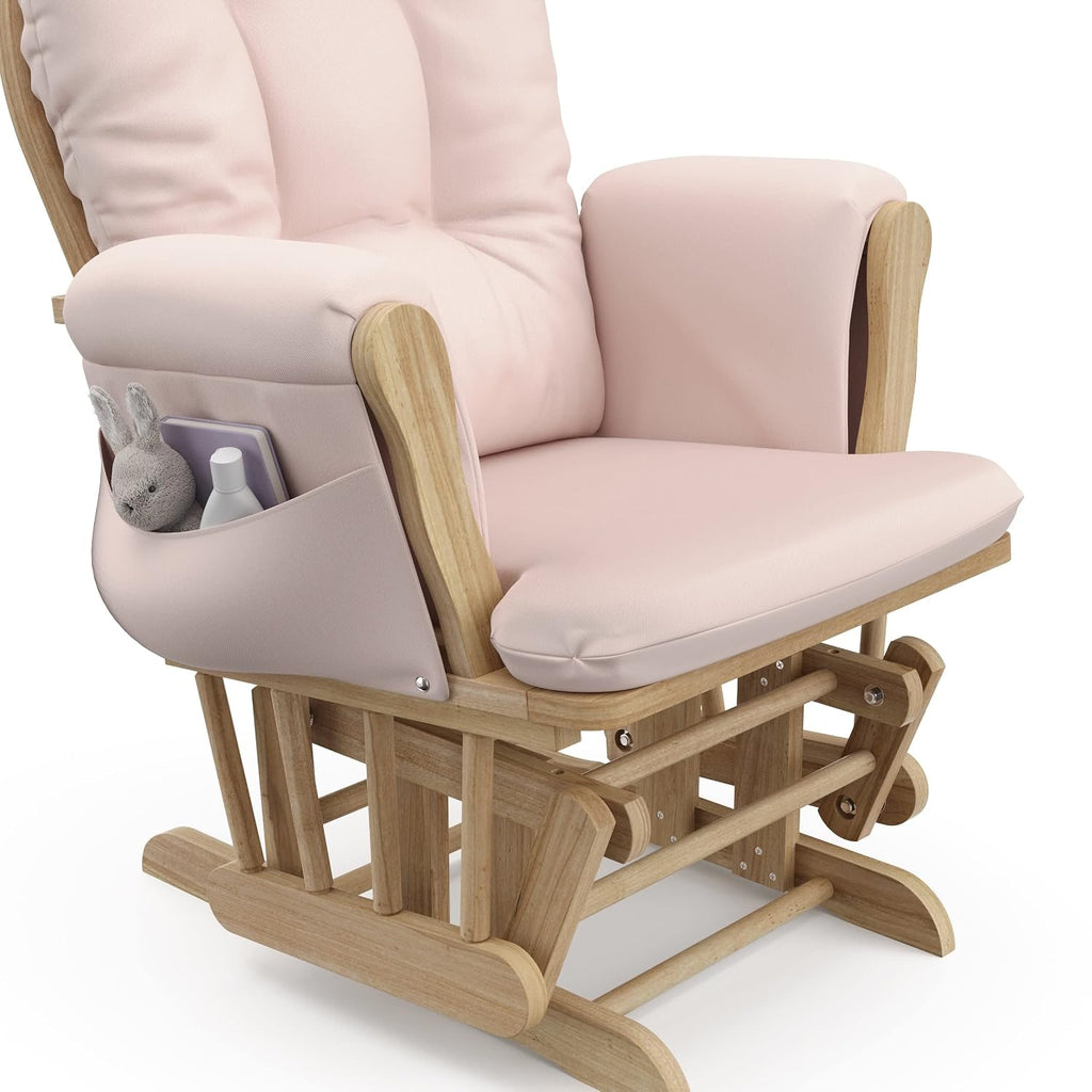 Storkcraft Premium Hoop Glider & Ottoman (Natural/Pink) — GREENGUARD Gold Certified Nursery Glider, Solid Wood Craftsmanship, Smooth-Gliding Nursery Chair and Ottoman, Award-Winning