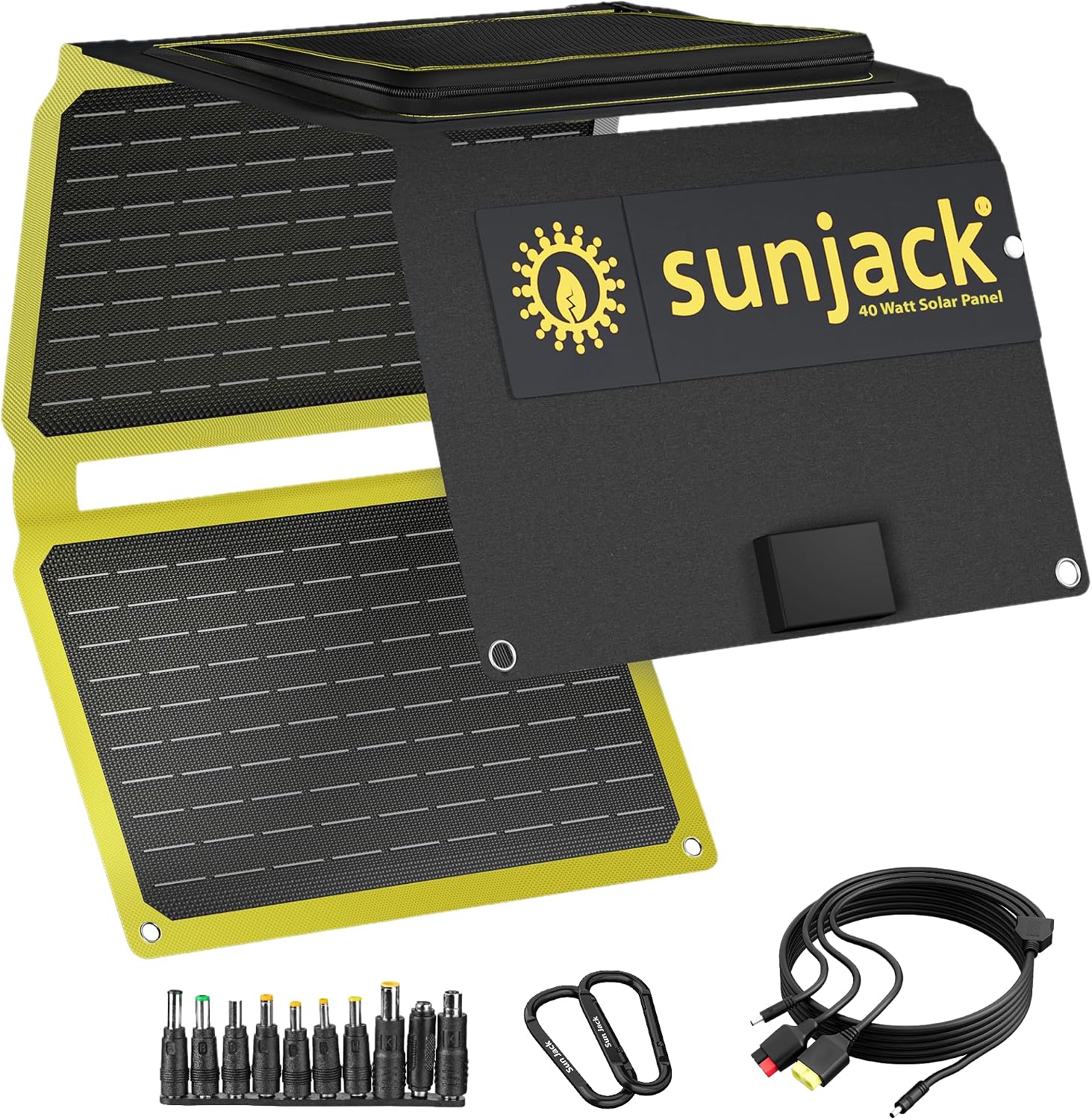 SunJack – 40 Watt Foldable Solar Panel, ETFE Waterproof Portable Solar Panel with Kickstands, USB-C PD30W, USB-A QC3.0, DC Output, Solar Panels for Camping, Hiking, Emergency Power