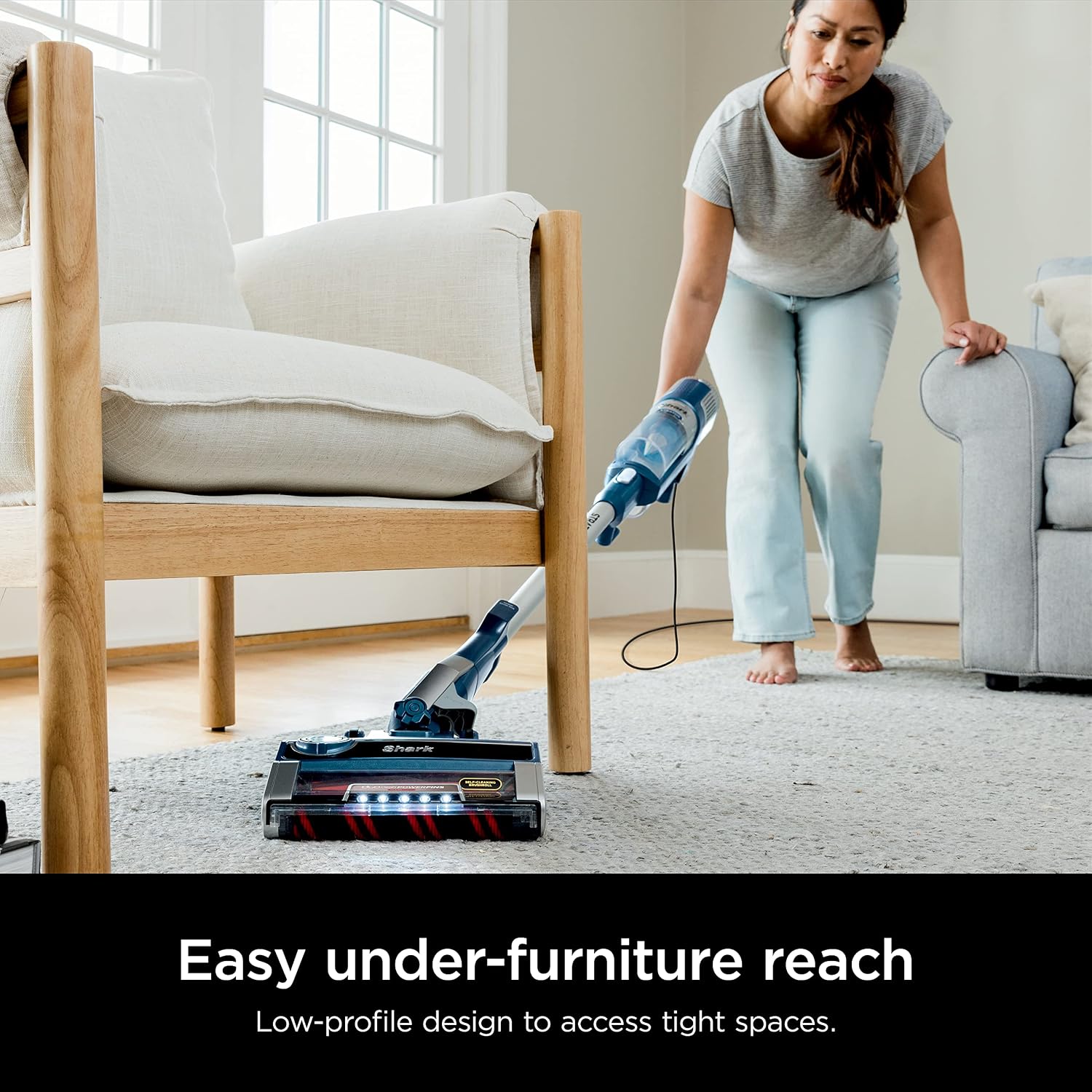 Shark HZ3002 Stratos Ultralight Corded Stick Vacuum with DuoClean PowerFins HairPro, Self-Cleaning Brushroll, & Odor Neutralizer Technology, Navy (Renewed)