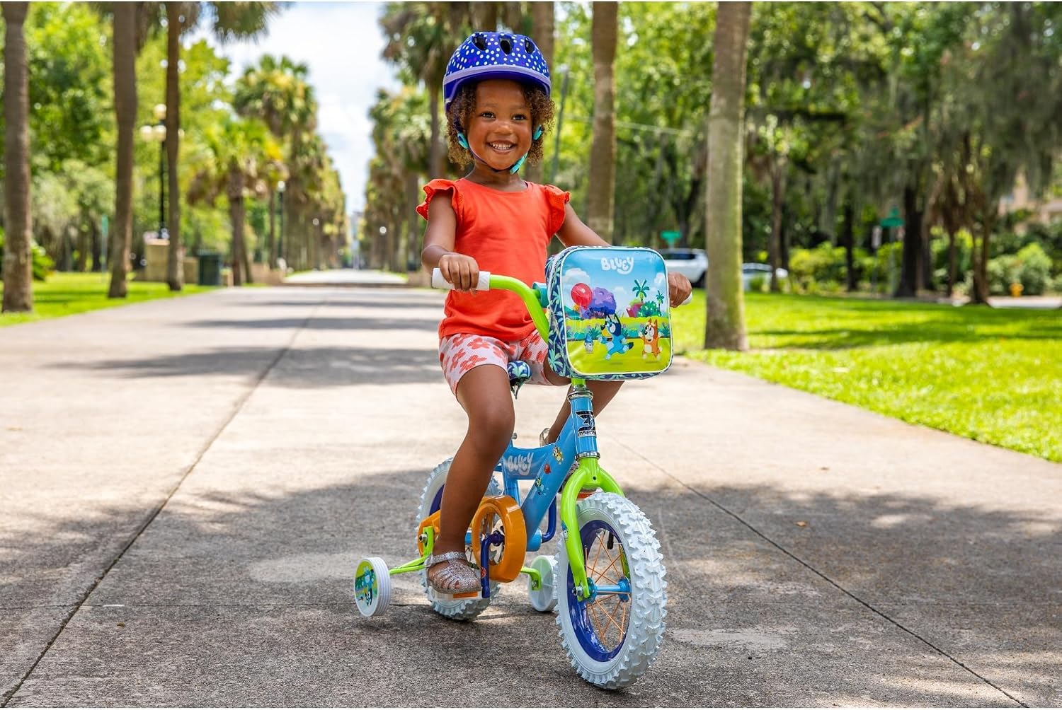 Bluey 12 Inch Kids Bike by Dynacraft for Boys and Girls with Training Wheels, Coaster Brake, Sturdy Frame, Easy Assembly, Fun Bluey Design, Beginner Toddler Bicycle