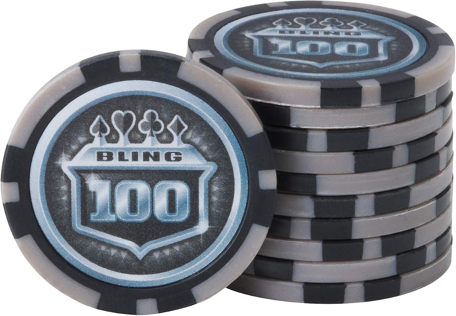 Fat Cat Bling 13.5 Gram Texas Hold 'em Clay Poker Chip Set with Aluminum Case, 500 Striped Dice Chips & Bicycle Standard Playing Cards, Poker Size, 12 Pack