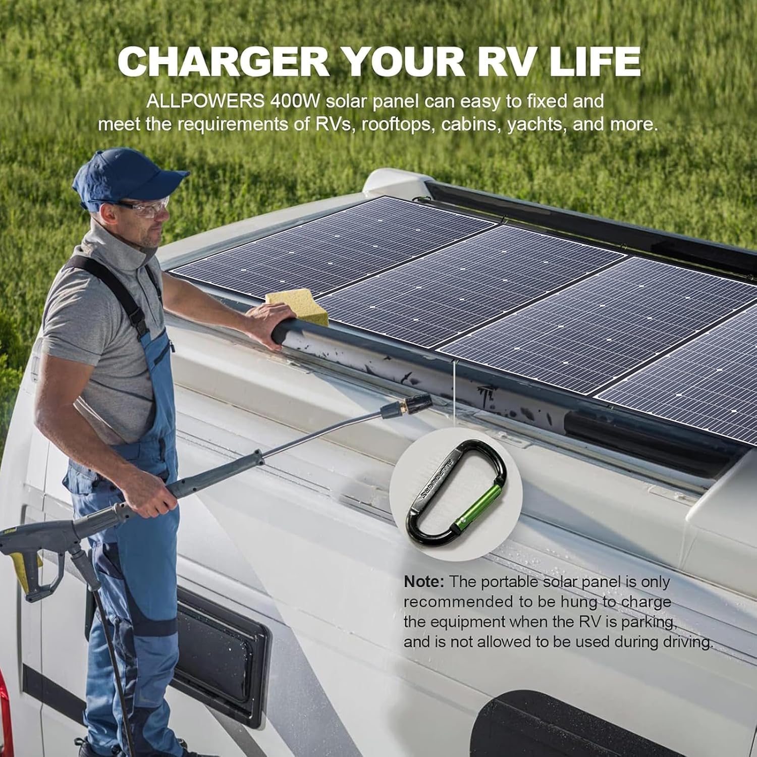 ALLPOWERS SP037 400 watt Solar Panel Foldable Portable Solar Charger with 25% High Efficiency Monocrystalline Cells, 400w Solar Panel IP67 Waterproof for RV Camping Motorhome Off-Grid Power Backup