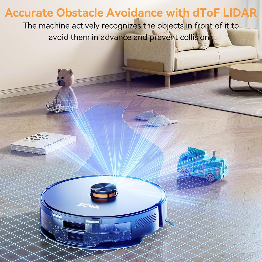 ZCWA Robot Vacuum and Mop Combo, 2 in 1 Mopping Robotic Vacuum with WiFi/App, Robotic Vacuum Cleaner, Schedule Settings, Self-Charging, Ideal for Hard Floor, Pet Hair and Low Pile Carpet