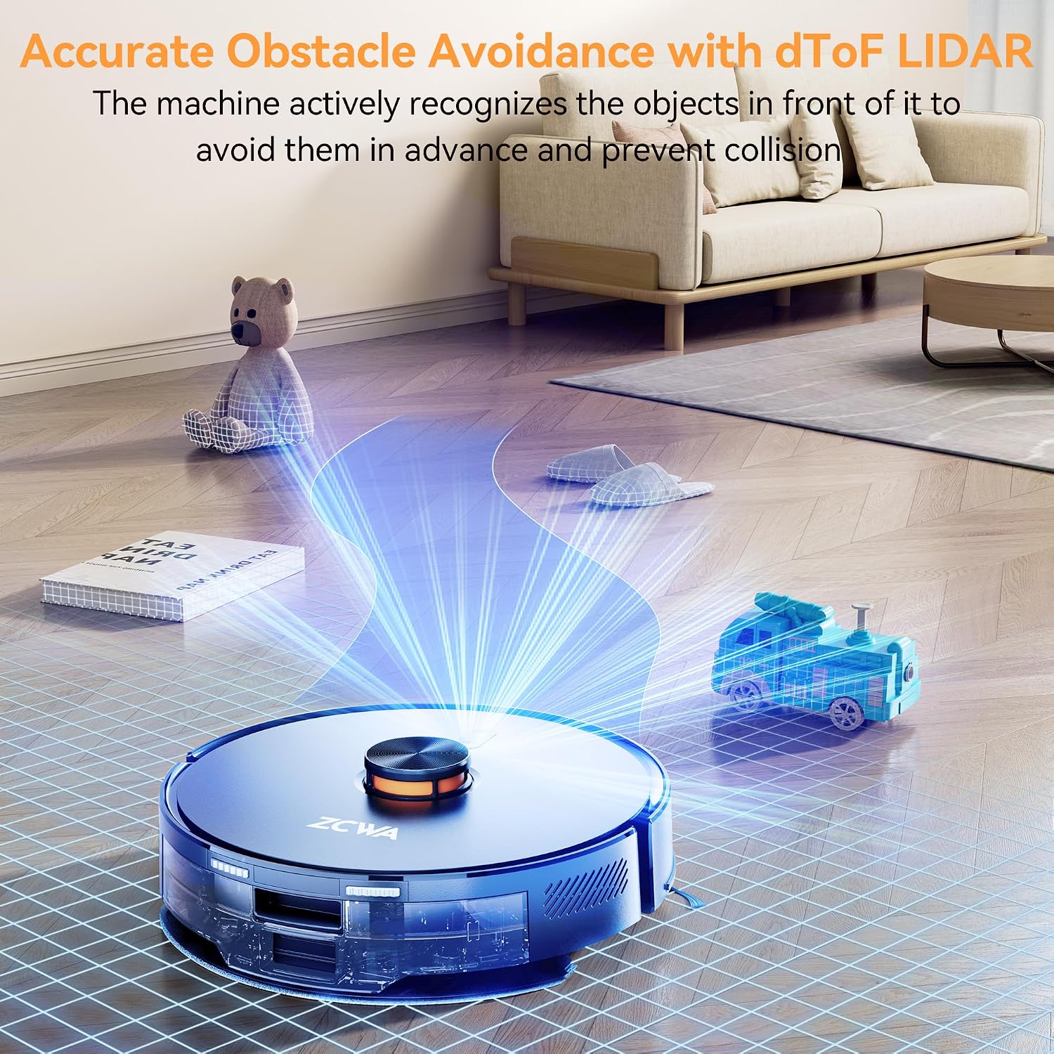 ZCWA Robot Vacuum and Mop Combo, 2 in 1 Mopping Robotic Vacuum with WiFi/App, Robotic Vacuum Cleaner, Schedule Settings, Self-Charging, Ideal for Hard Floor, Pet Hair and Low Pile Carpet