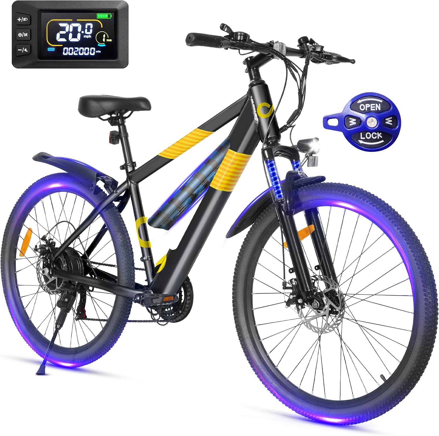 Multijoy Electric Bike for Adults,26' E-Bike with 700W Peak Motor 21-Speed,Up to 50 Miles Removable Battery,Front Fork Suspension Dual Disc Brakes,Ebikes for Adults Commute Mountain All Terrain
