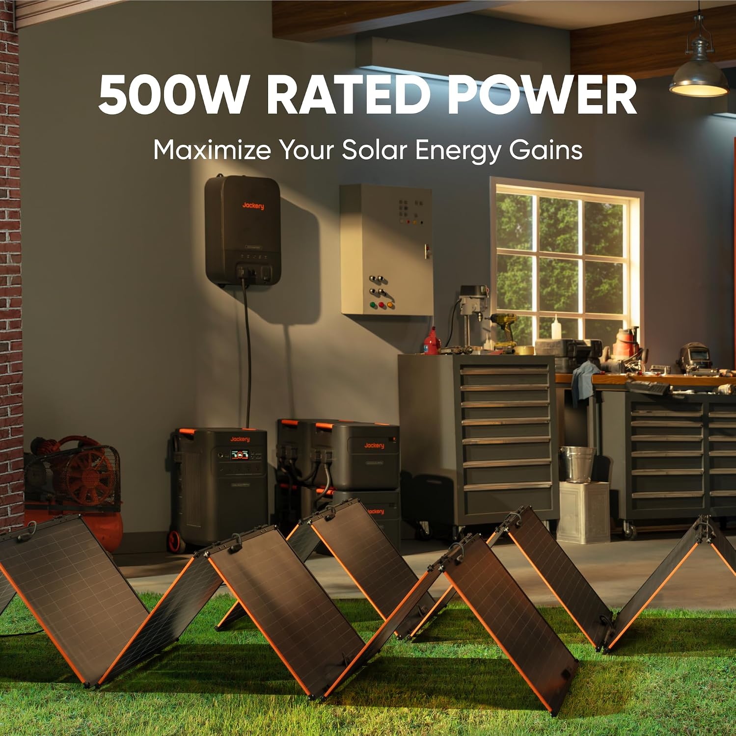 Jackery SolarSaga 500X Solar Panels, 500W Power Output, 25% High Bifacial Conversion Efficiency, Compatible with Explorer 5000 Plus,IP68 Rated for Outdoor Camping,RVs,and Off-Grid Living (Renewed)