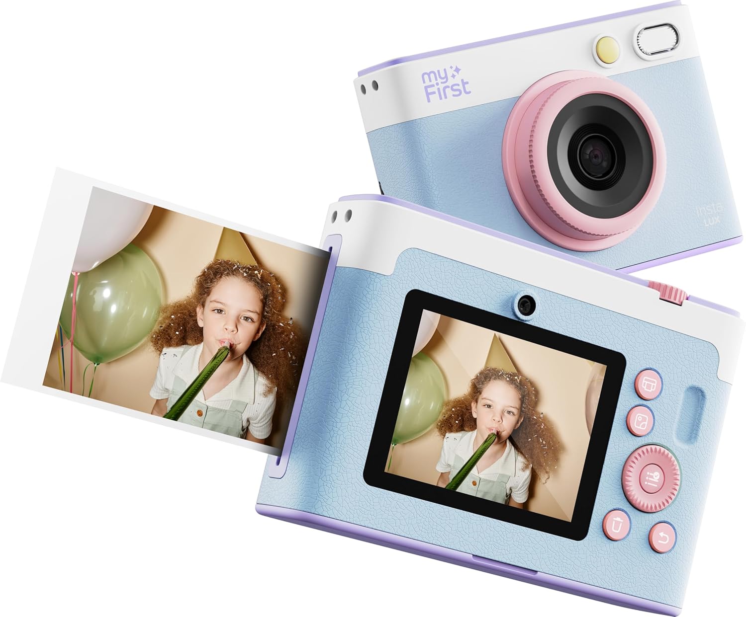myFirst Camera Insta Lux Instant Print Camera, Real High-Definition Color Prints, WiFi Phone Printing, 5MP Dual Lens, Built-in Filters & Frames, Portable Photo Printer for Kids & Adults (Cotton Candy)