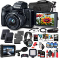 Canon EOS M50 Mirrorless Digital Camera with 15-45mm Lens (Black) (2680C011), 4K Monitor, Pro Headphones, Pro Mic, 2 x 64GB Memory Card, Case, Corel Photo Software, Pro Tripod + More