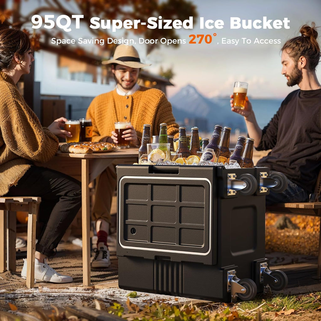 CAMMOO 95QT Non-Electrical Catering Food Warmers with Swivel Casters, 304 Stainless Steel Latch, Insulated Food Carrier for 6 Full-Size Pans(NOT INCLUDED), Food Warmer Hot Boxes for Catering BBQ Event