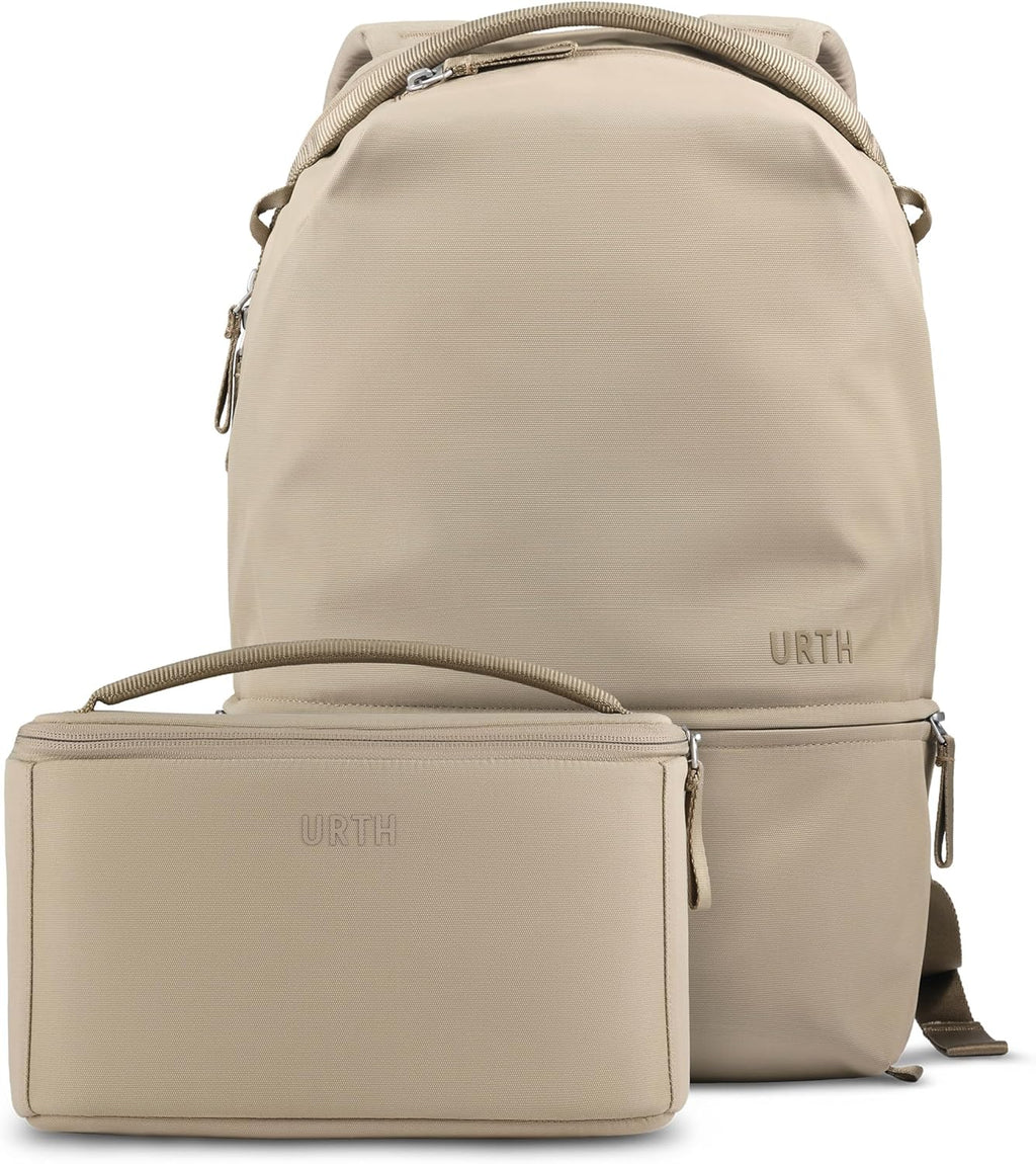 Urth Arkose 20L Modular Backpack + 3.7L Camera Insert - Water Resistant, Anti-Theft, Recycled Bag for DSLR/SLR/Mirrorless, 13-16 Inch Laptop in Beige