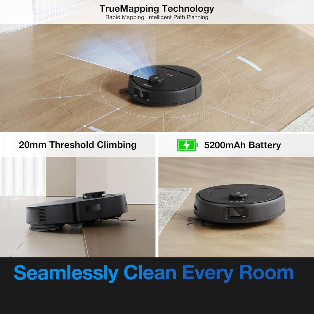 ECOVACS DEEBOT N20e Plus Robot Vacuum and Mop, 10000Pa Suction, Self-Emptying Bagless Base, Tangle-Free for Pet Hair, Smart Mapping, 300 Min Runtime, Alexa, Hardwood/Carpet/Tile
