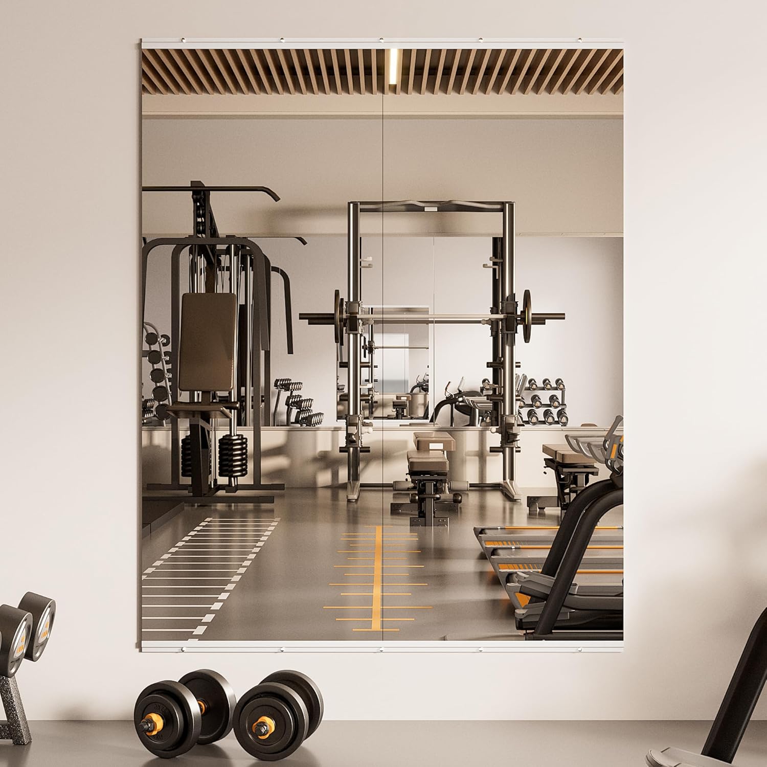 TETOTE Gym Mirrors for Home Gym Wall Large 60' x 24' - 2PCS Workout Exercise Fitness Mirror, Tempered Glass Frameless Full Length Mirror for Garage, Dance Studio, Yoga, Bedroom, Living Room
