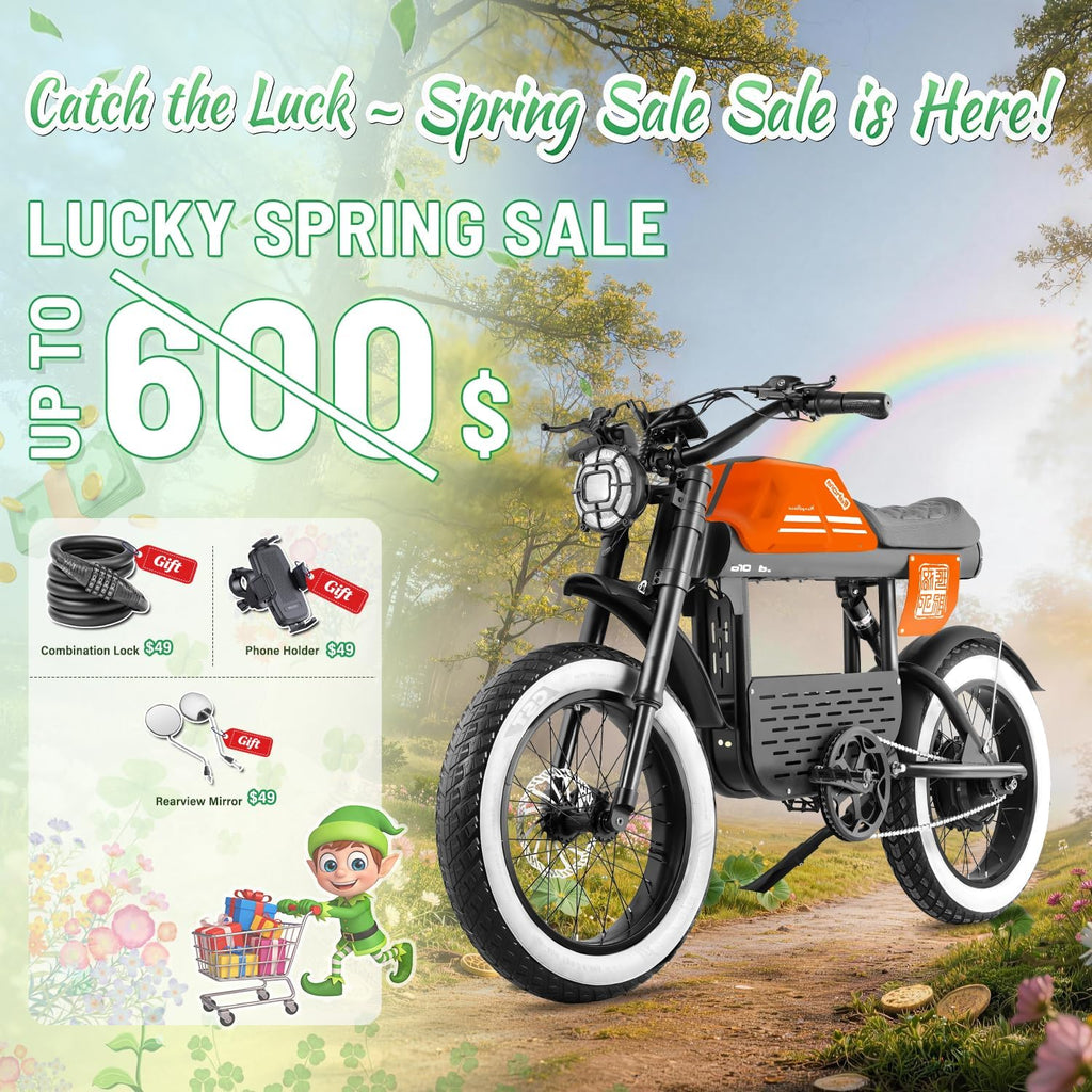 FT01 1700W Electric Dirt Bike 36MPH with 48V 30Ah, 135MM Front Fork & Dual Disc Hydraulic Brakes, 90Miles Long Range Electric Bike, 20' Fat Tire electric motorcycle for adults, electric scooter