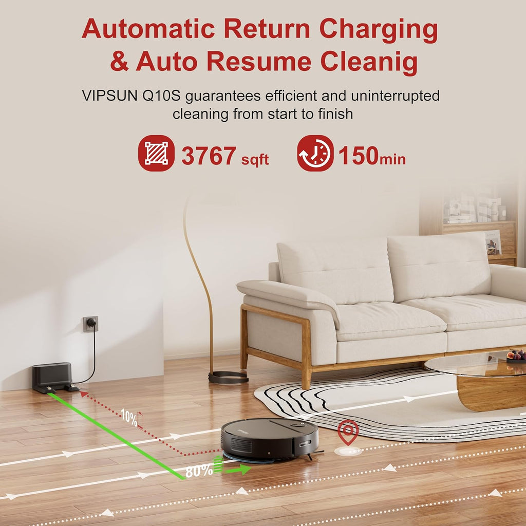 VIPSUN Robot Vacuum and Mop Combo with 4000Pa Suction, APP/Voice/Remote Control, Robotic Vacuums with Personalized Adjustment Setting, Self-Charging, Obstacle Avoidance, Smart Home Robot Aspiradora