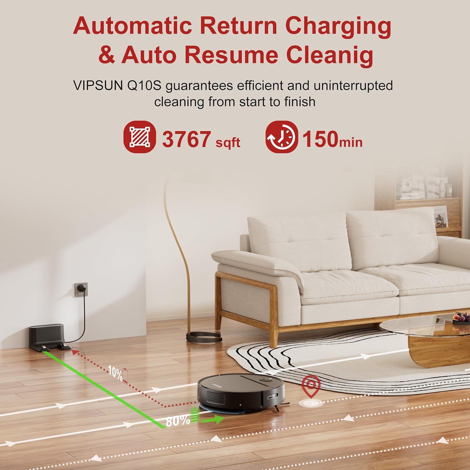 VIPSUN Robot Vacuum and Mop Combo with 4000Pa Suction, APP/Voice/Remote Control, Robotic Vacuums with Personalized Adjustment Setting, Self-Charging, Obstacle Avoidance, Smart Home Robot Aspiradora