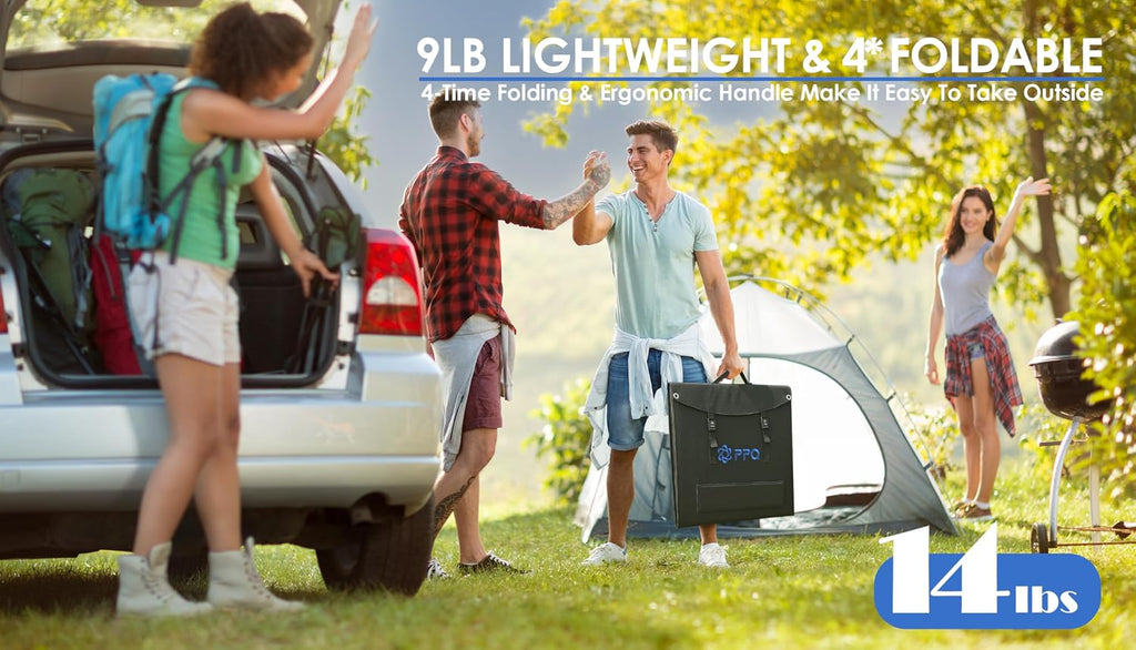 PPQ 200W Portable Solar Panel Kit 18V/12A,14lb Foldable Briefcase Solar Charger w/ 24% Efficiency, 3 Cables & 16 Outputs for All Camping Power Station, RV Battery, Phones, IP67 Waterproof