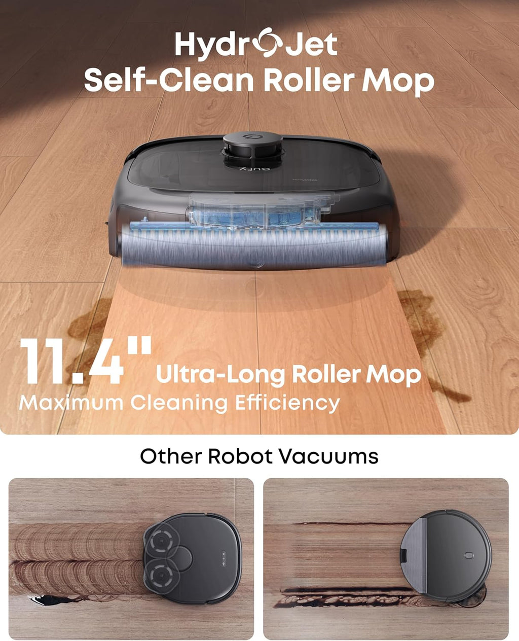 eufy Certified Like-New Robot Vacuum E28, Portable Deep Cleaner for Carpet, HydroJet System with Roller Mop, All-in-One Robot Vacuum and Mop Combo, Corner-to-Edge Cleaning (Renewed)
