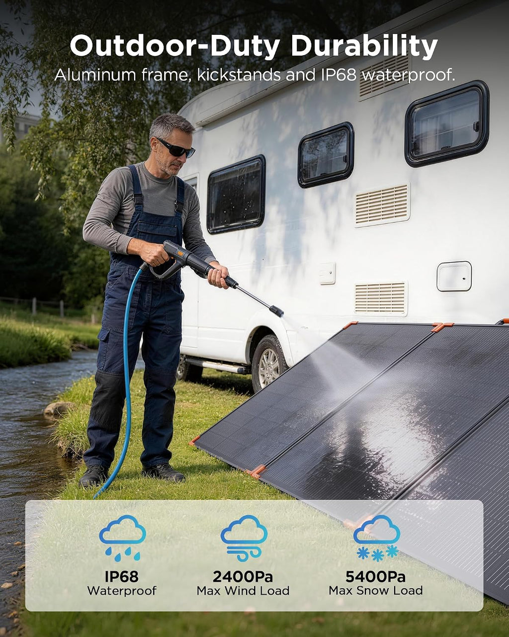 ZOUPW 350W Portable Solar Panel, N-Type 16BB 25% High Efficiency Foldable Solar Charger for Jackery/EcoFlow Delta/Anker Solix C1000/Bluetti,IP68 Waterproof OffGrid Power for RV Camping Power Backup